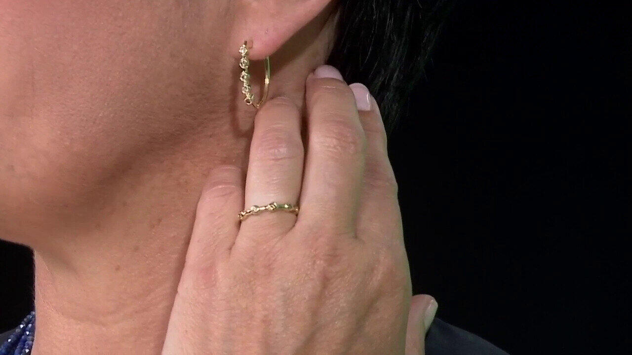 Video 9K SI1 Champagne Diamond Gold Ring