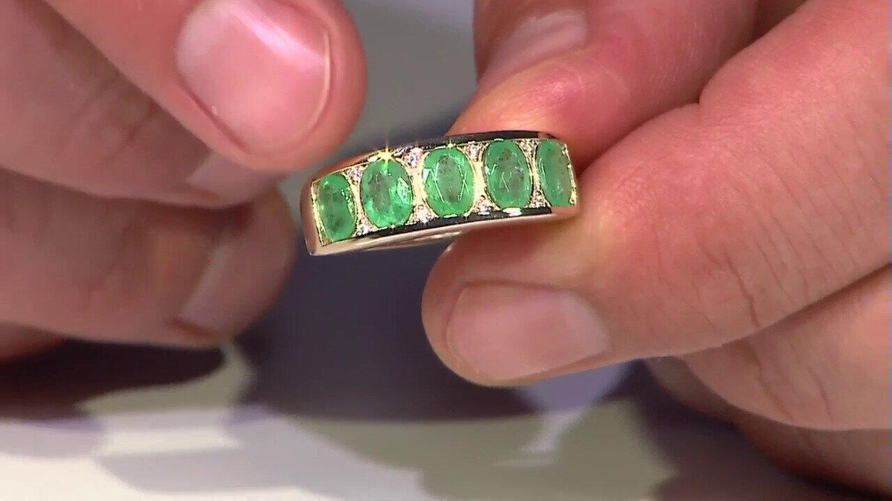 Video 9K Zambian Emerald Gold Ring
