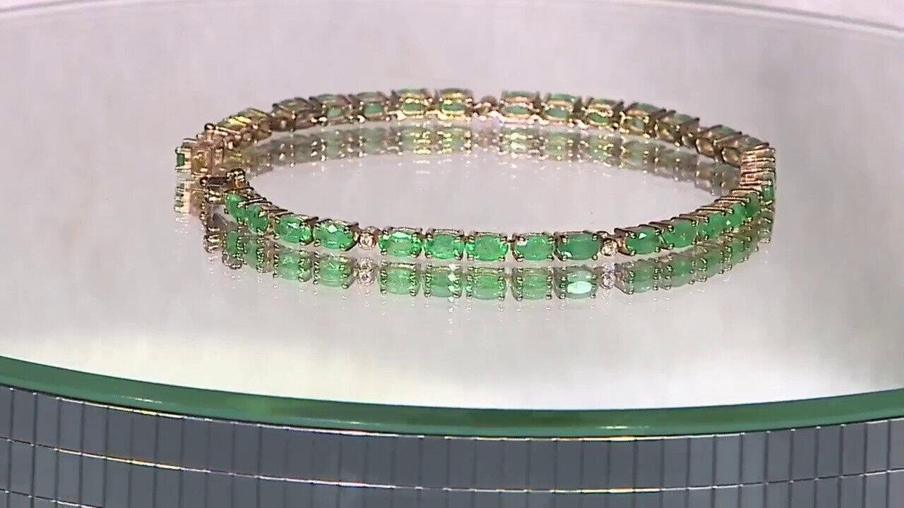 Video 10K AAA Zambian Emerald Gold Bracelet