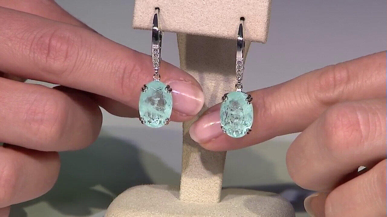 Video Pendientes en plata con Cuarzo azul pastel