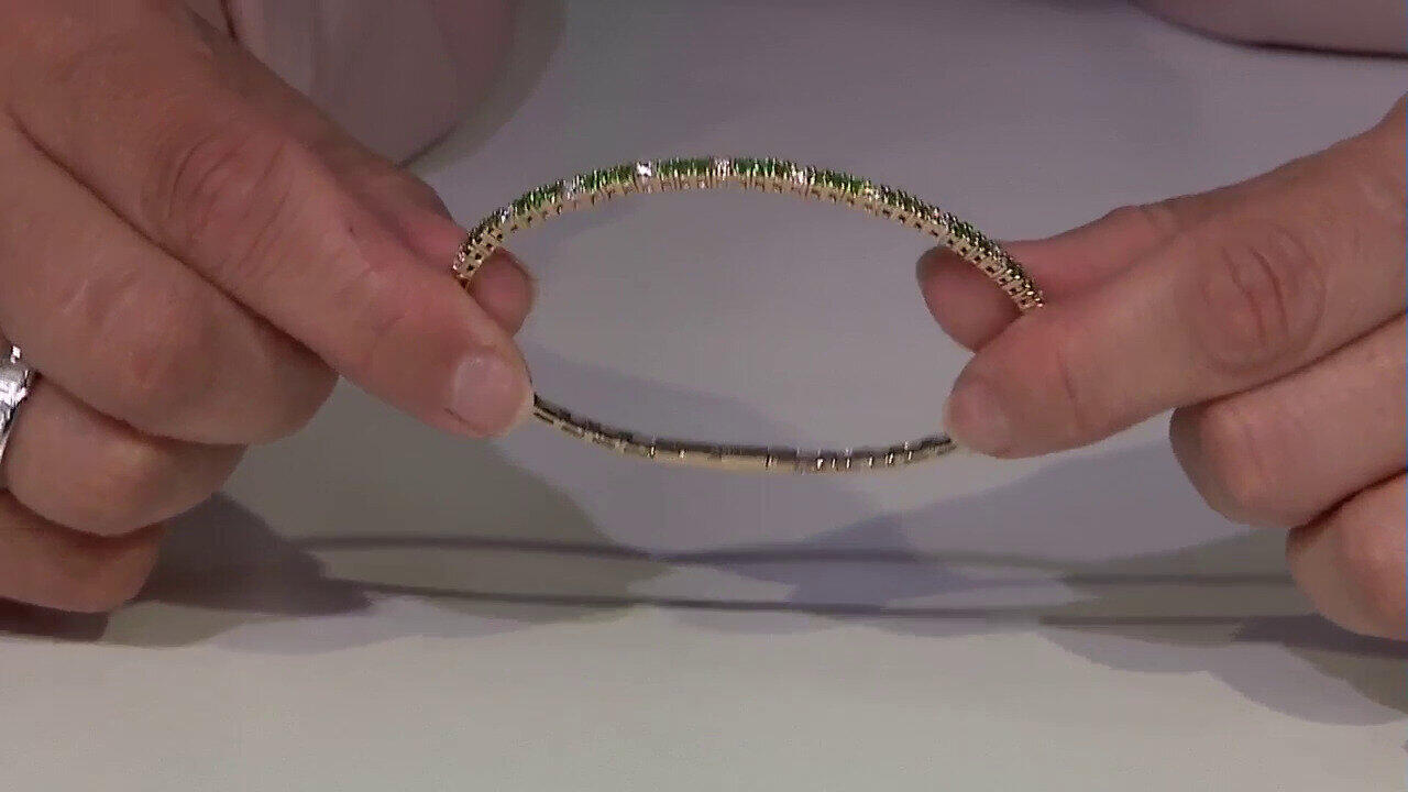 Video 14K AAA Kenya Tsavorite Gold Bangle (CIRARI)