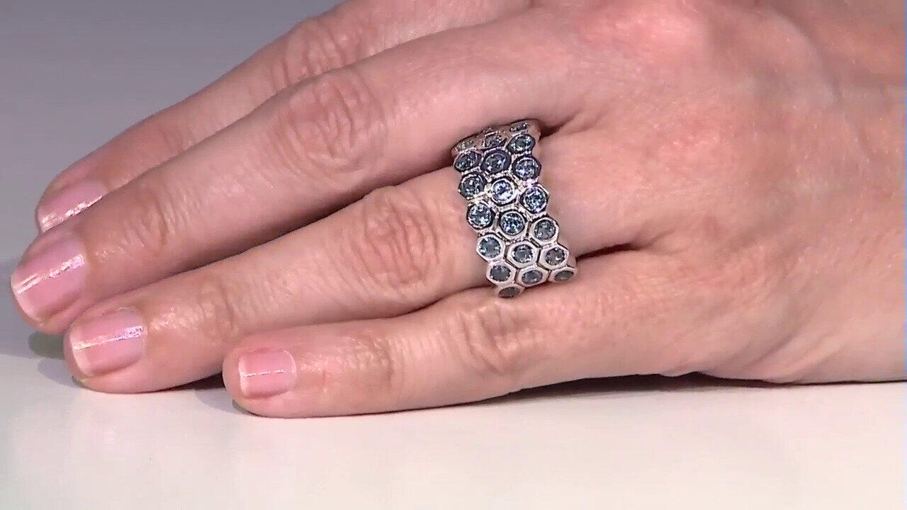 Video Zilveren ring met Londen-blauwe topaasstenen (de Melo)