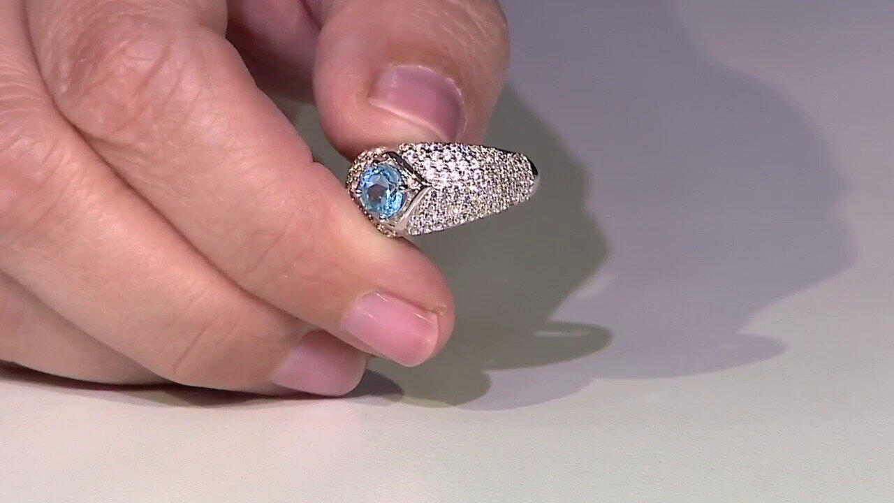 Video Bague en argent et Topaze bleu Suisse (de Melo)