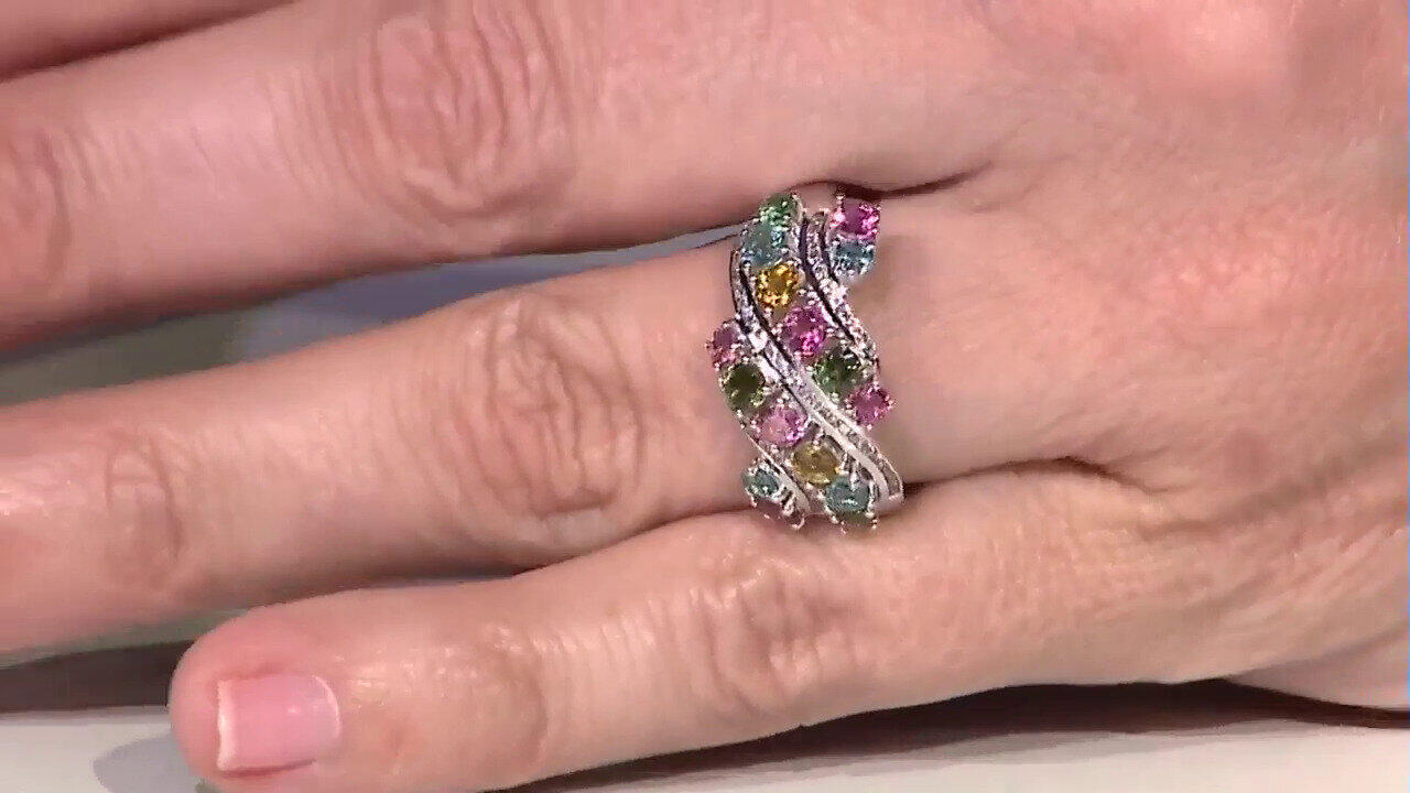 Video Zilveren ring met Braziliaanse roze toermalijnen (de Melo)