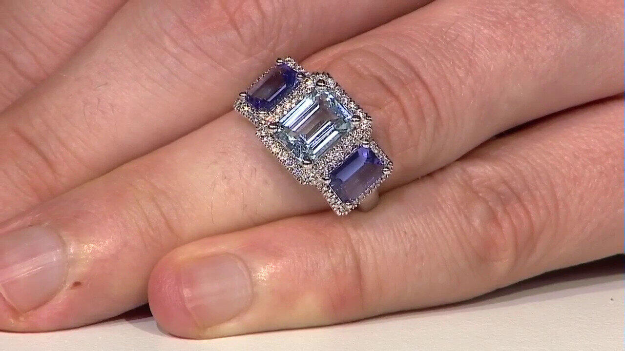 Video Bague en or et Aigue-Marine du Brésil AAA (CIRARI)