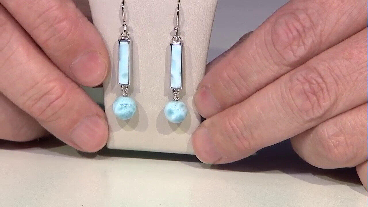 Video Boucles d'oreilles en argent et Larimar