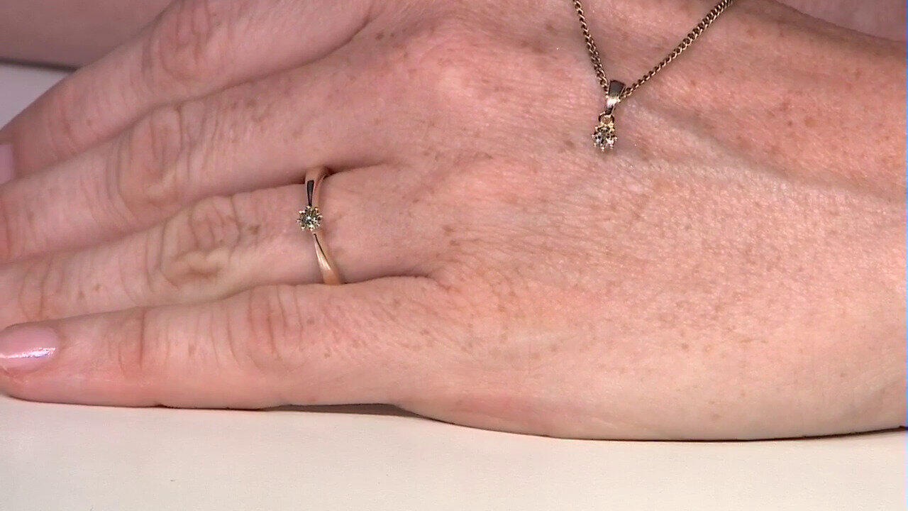 Video 9K I2 Brown Diamond Gold Ring