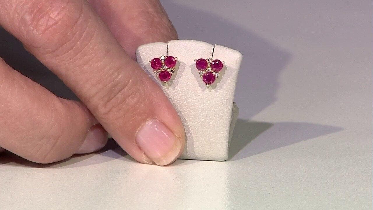 Video 10K AAA Mozambique Ruby Gold Earrings