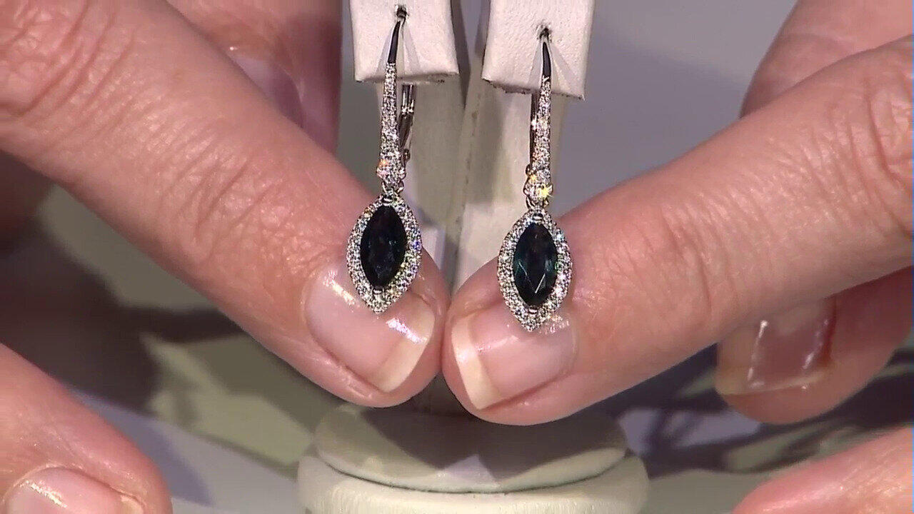 Video 10K Ceylon Blue Sapphire Gold Earrings