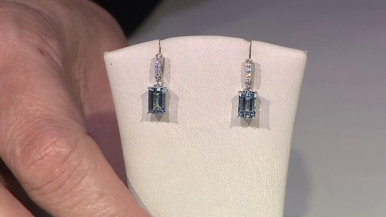 Video Boucles d'oreilles en or et Aigue-Marine du Brésil AAA