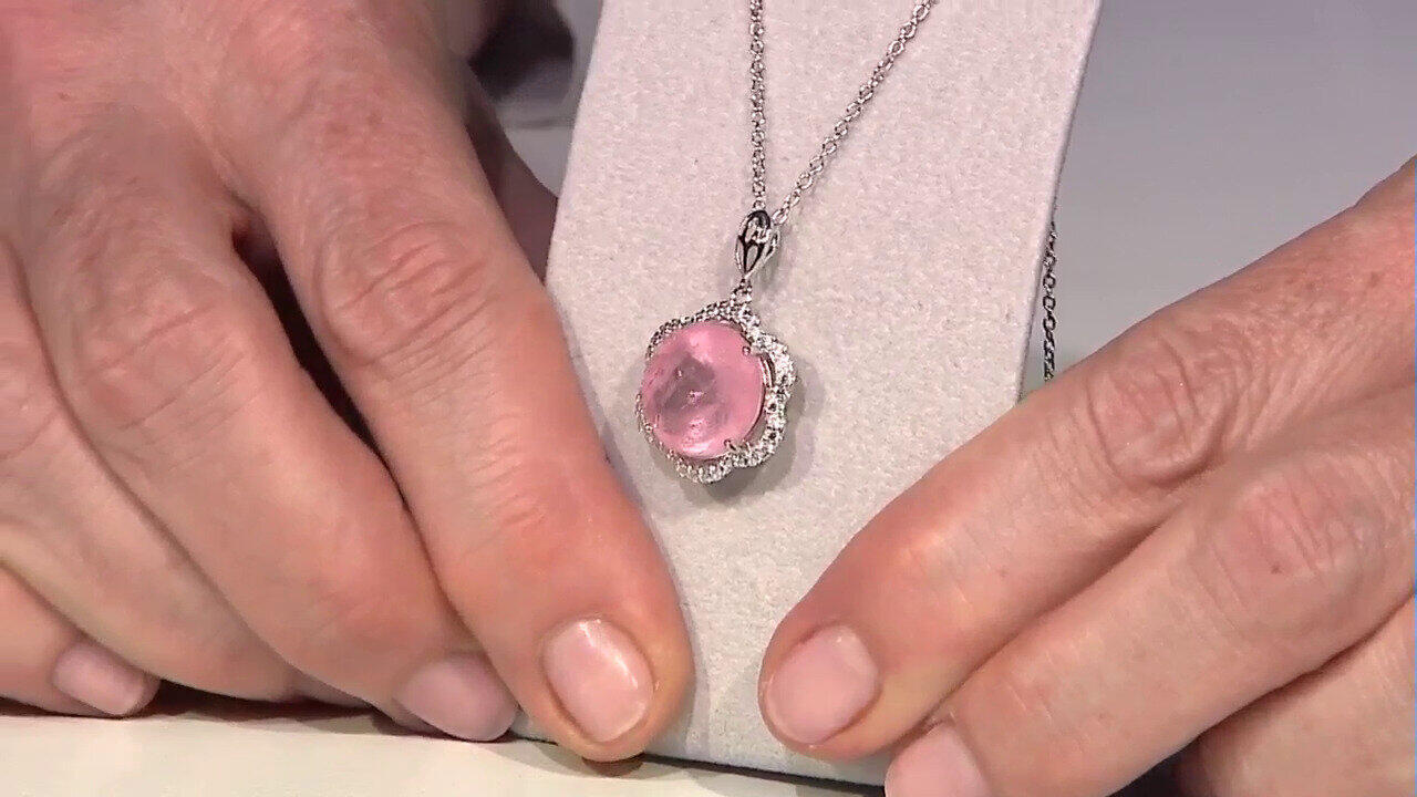 Video Collier en argent et Quartz rose pastel