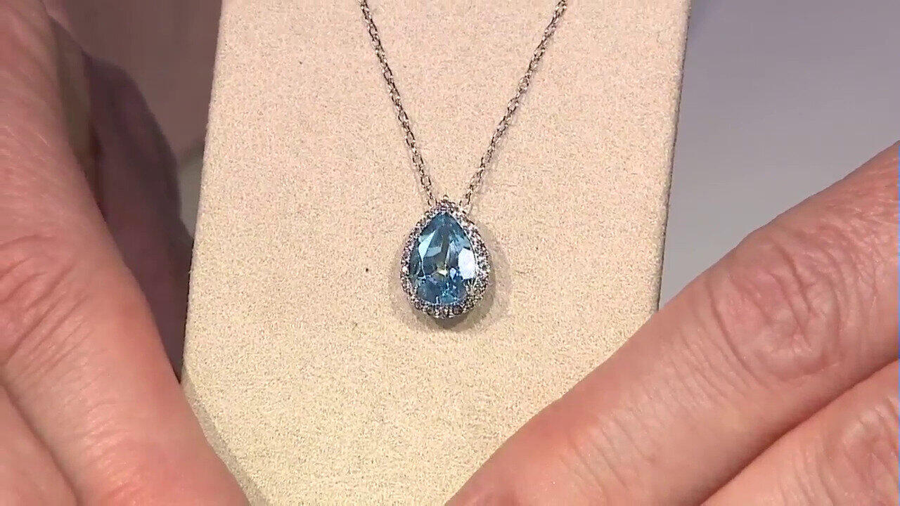 Video Swiss Blue Topaz Silver Necklace