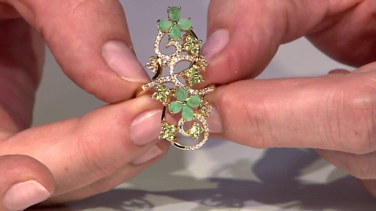 Video Zilveren ring met Braziliaanse smaragden
