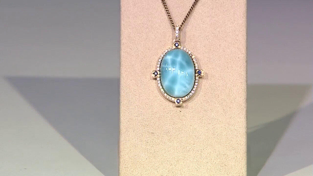 Video Ciondolo in oro con Larimar
