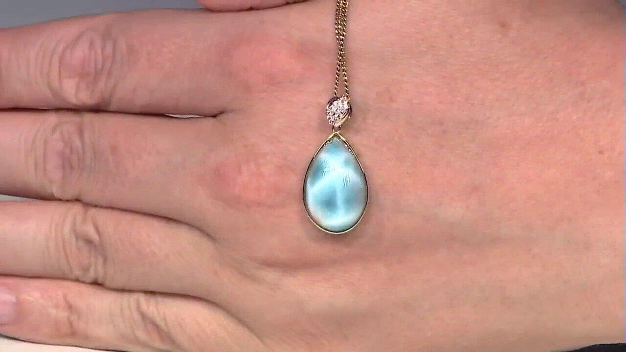 Video Ciondolo in oro con Larimar