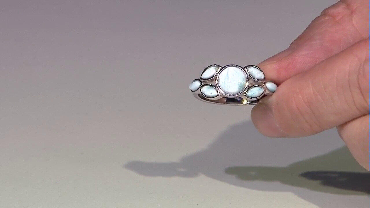 Video Zilveren ring met een larimar