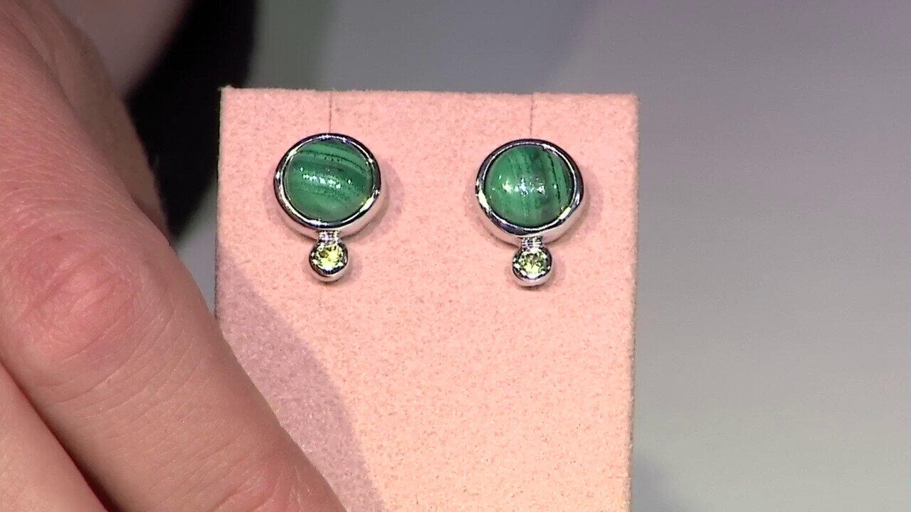 Video Malachite Silver Earrings