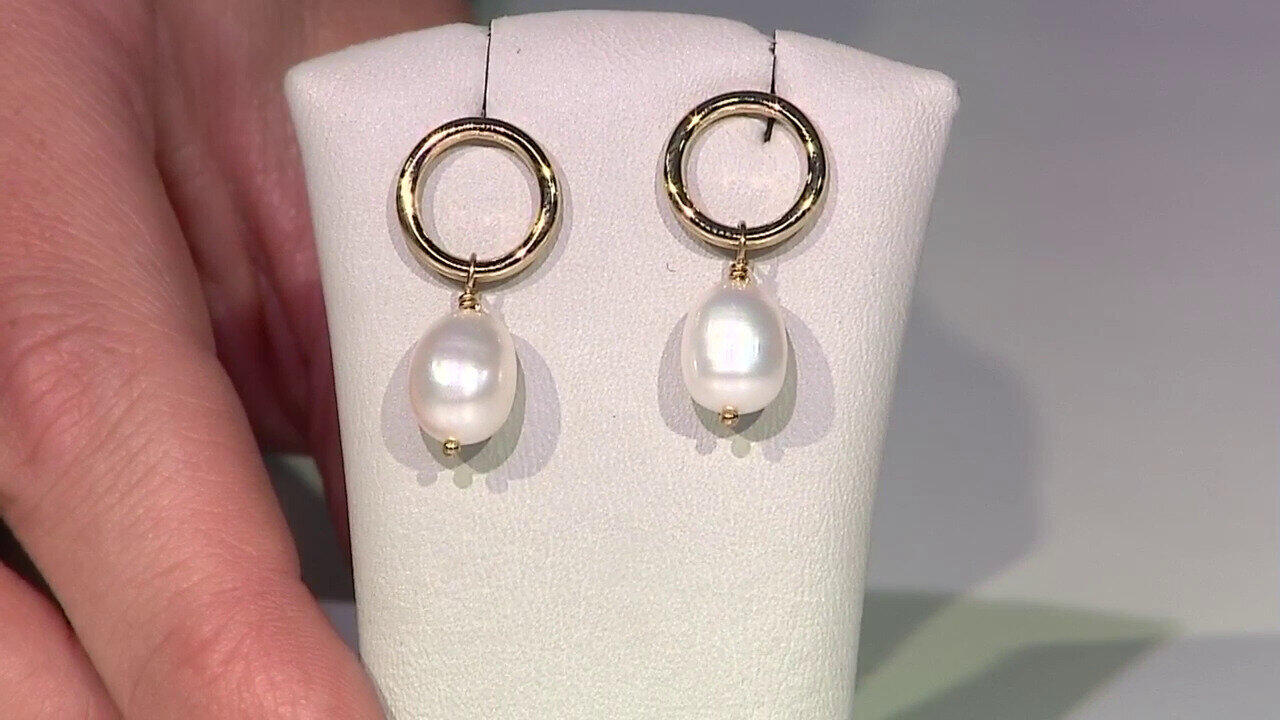 Video Boucles d'oreilles en argent et Perle blanche de culture d'eau douce