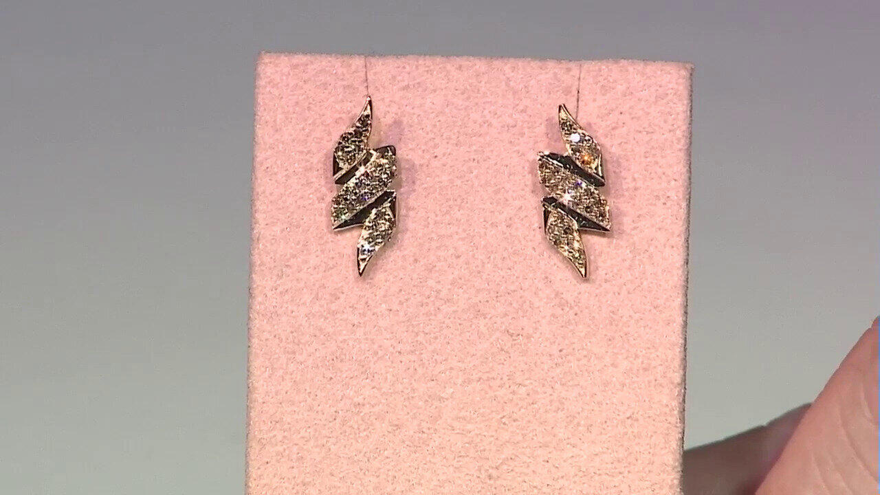 Video Boucles d'oreilles en argent et Diamant champagne I3