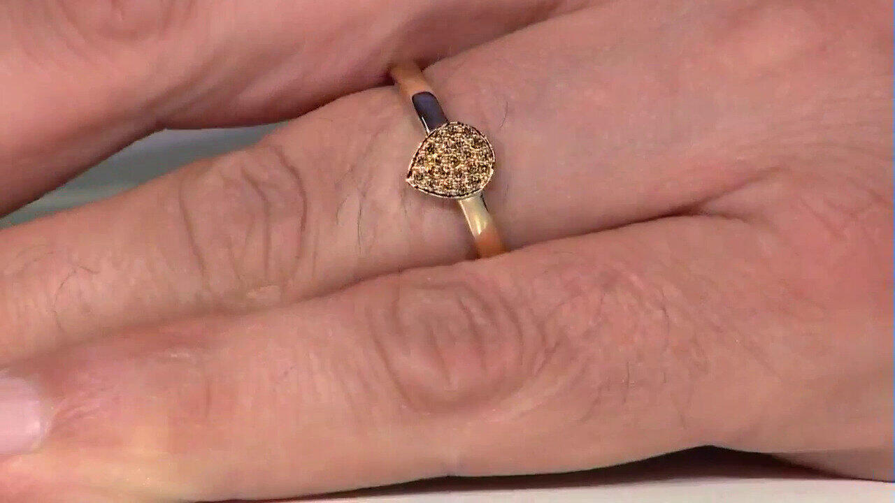 Video Bague en or et Diamant champagne I2 (de Melo)