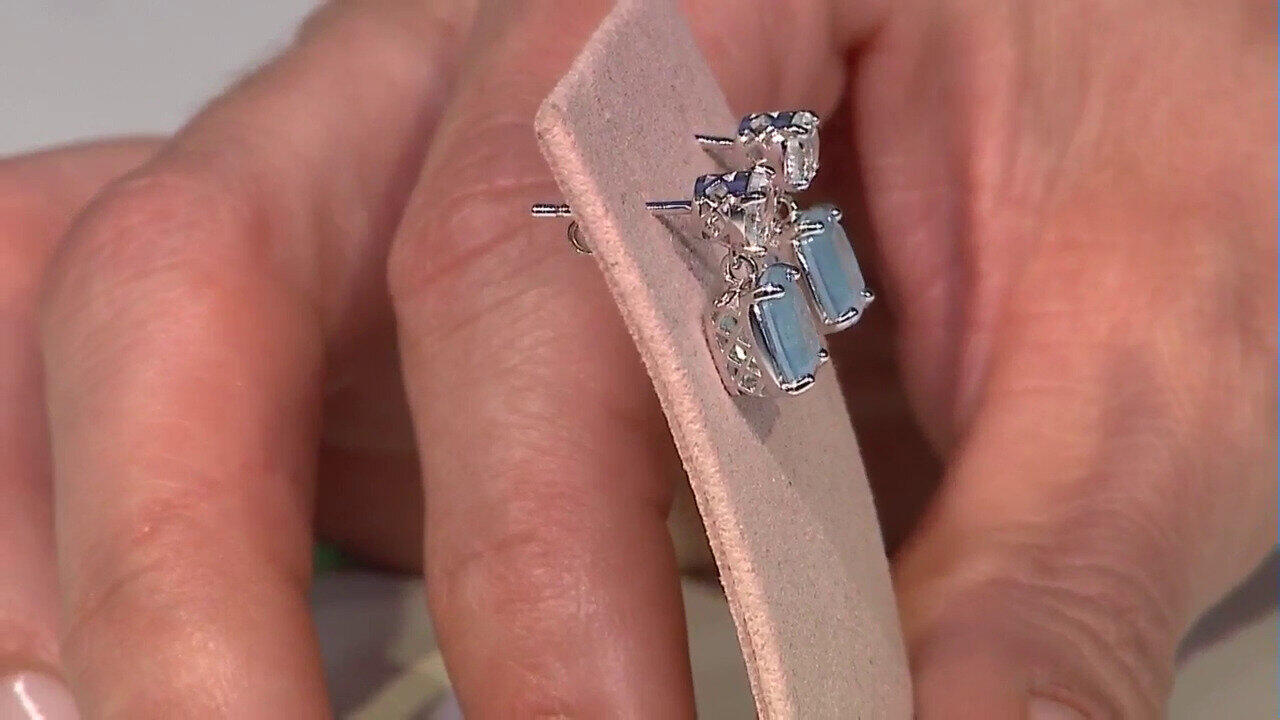 Video Orecchini in argento con Quarzo blu pastello