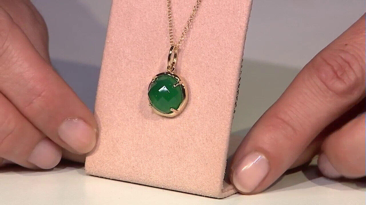 Video Zilveren halsketting met een Groene onyx