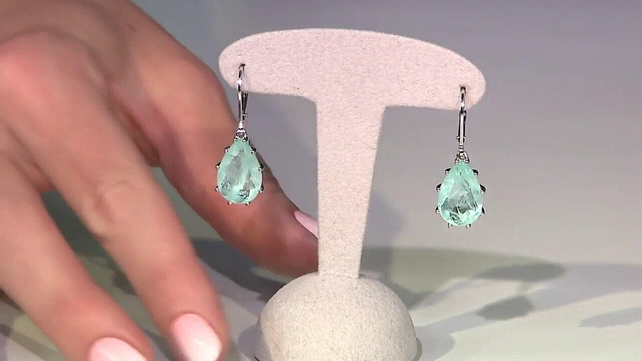Video Boucles d'oreilles en argent et Quartz bleu pastel