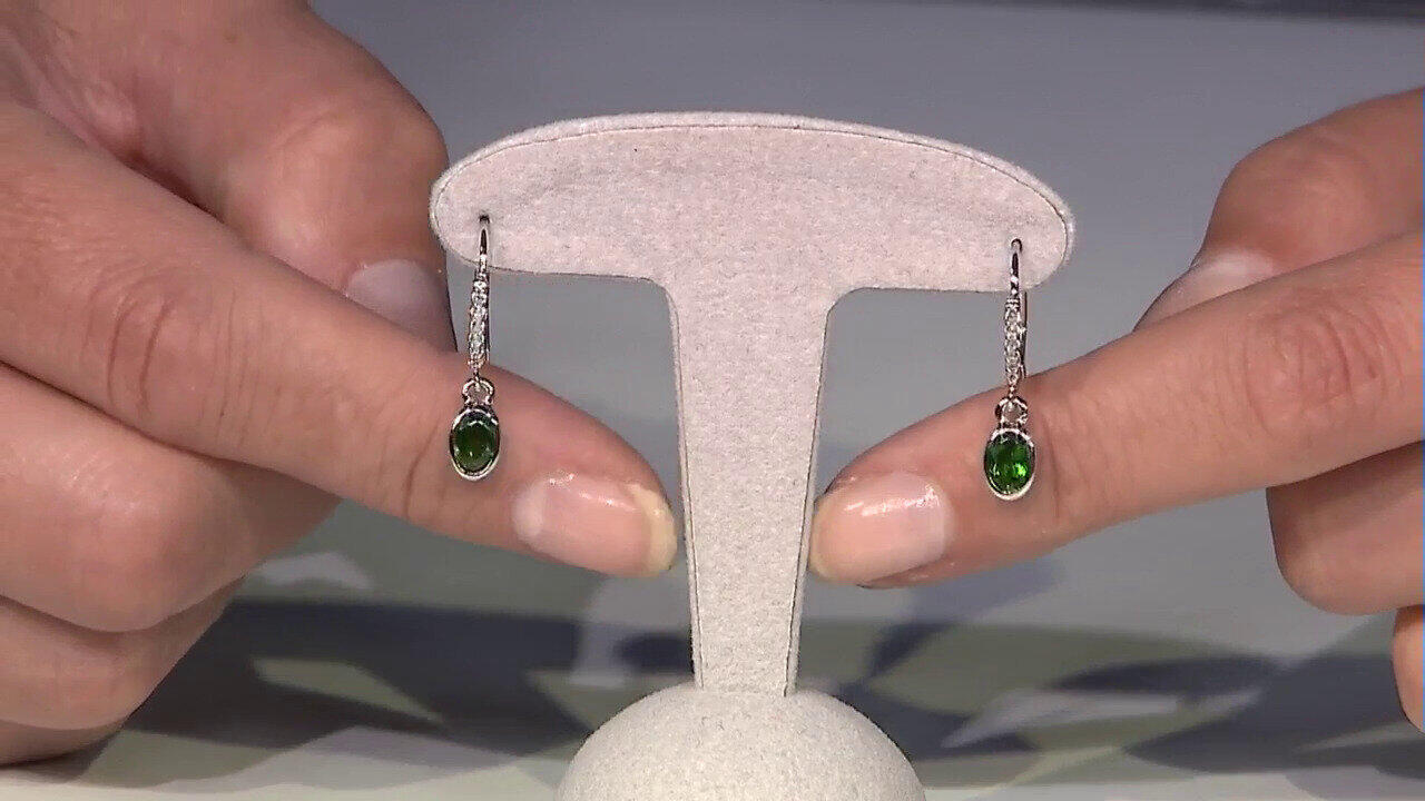 Video Russian Diopside Silver Earrings
