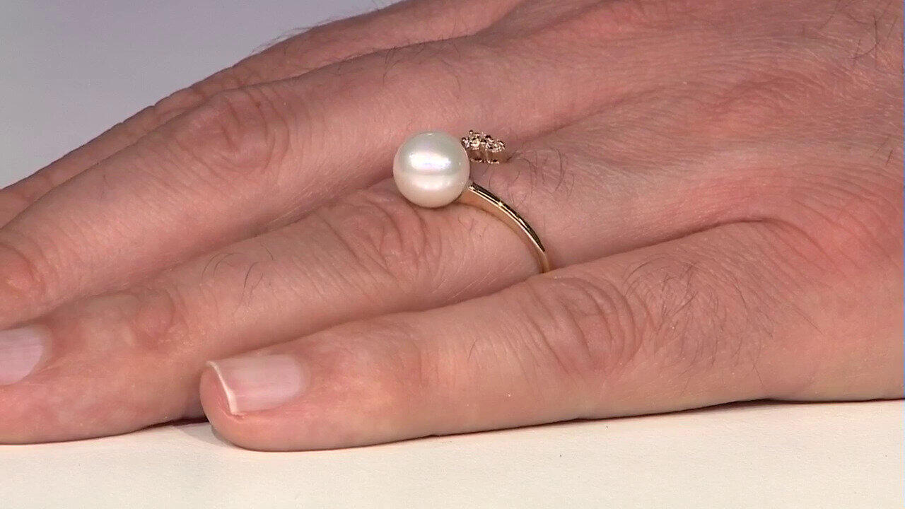 Video Anillo en oro con Perla blanca Freshwater (TPC)