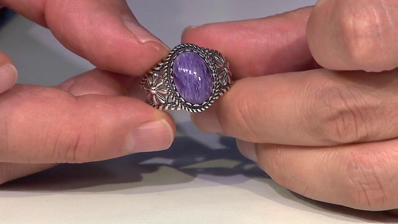 Video Zilveren ring met een Charoite (Desert Chic)