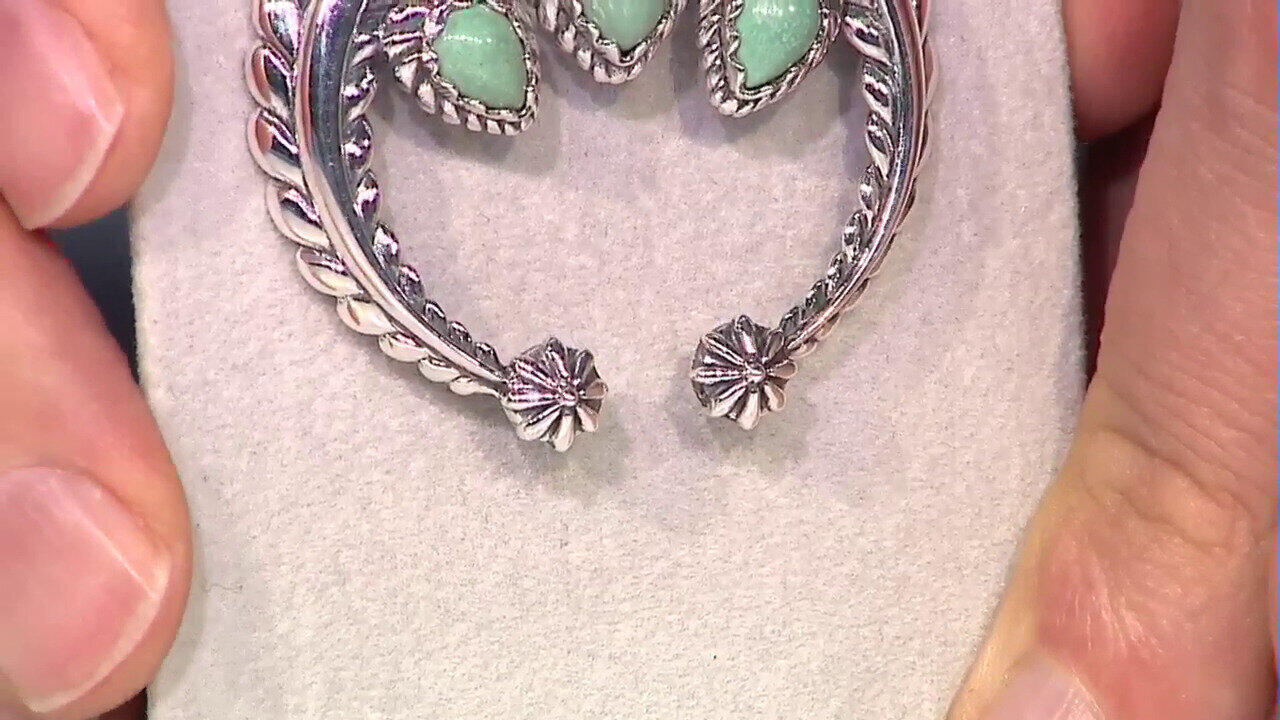 Video Pendentif en argent et Turquoise verte (Desert Chic)