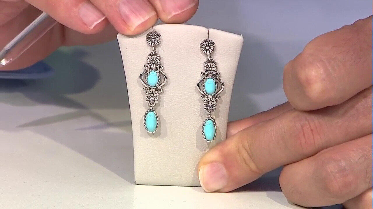 Video Pendientes en plata con Turquesa bella durmiente (Desert Chic)
