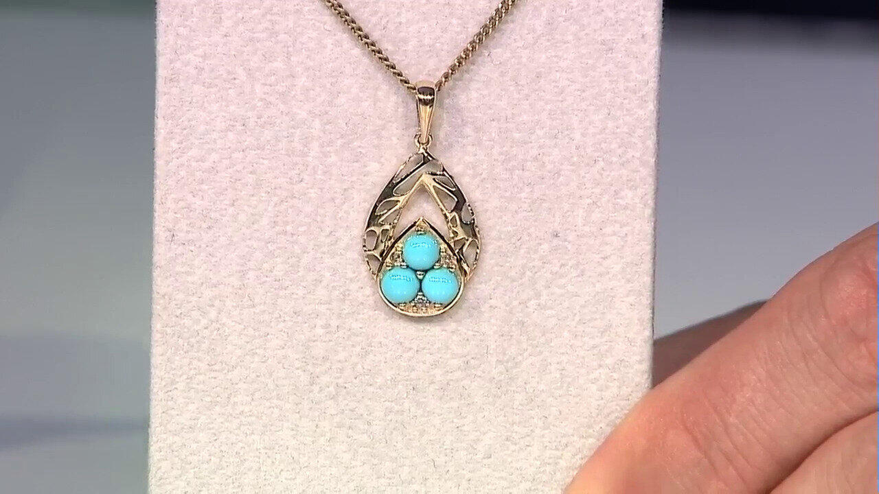 Video Pendentif en or et Turquoise Sleeping Beauty (Ornaments by de Melo)