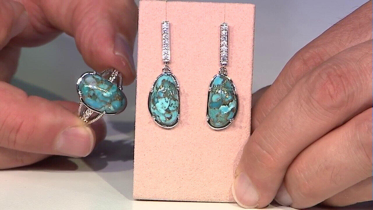 Video Pendientes en plata con Turquesa azul cuprífera (Faszination Türkis)