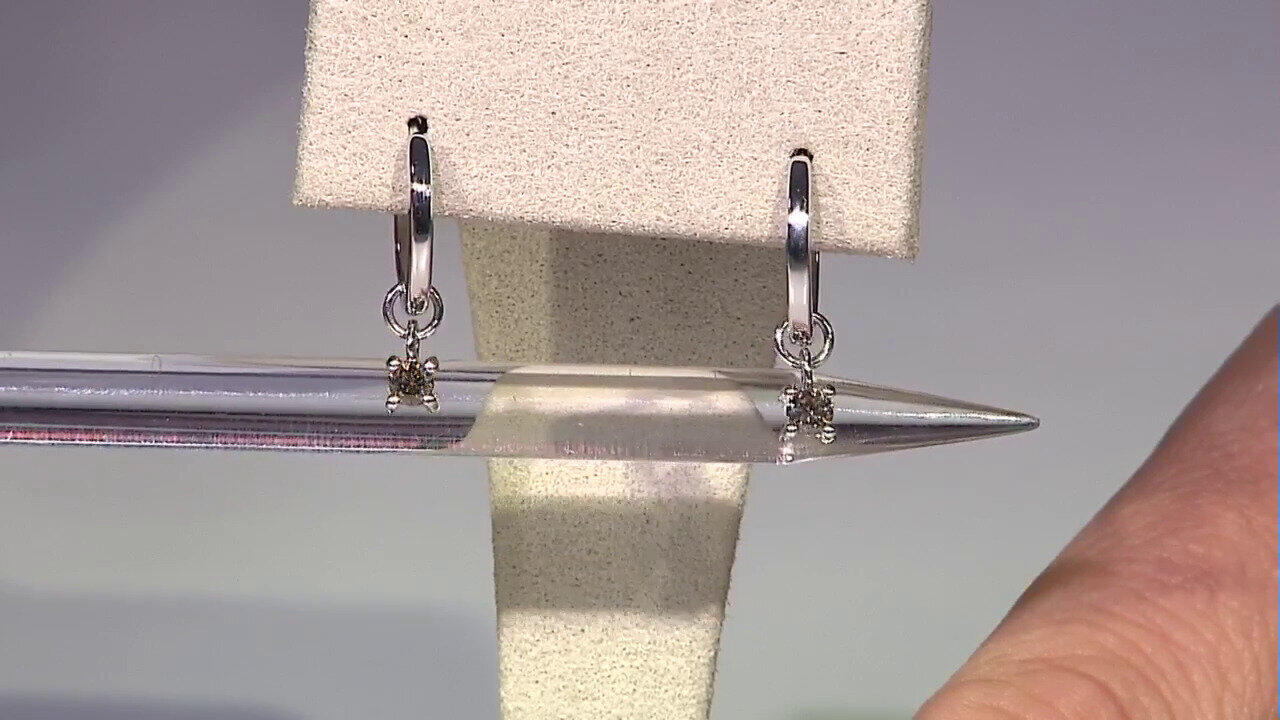 Video I2 Champagne Diamond Silver Earrings