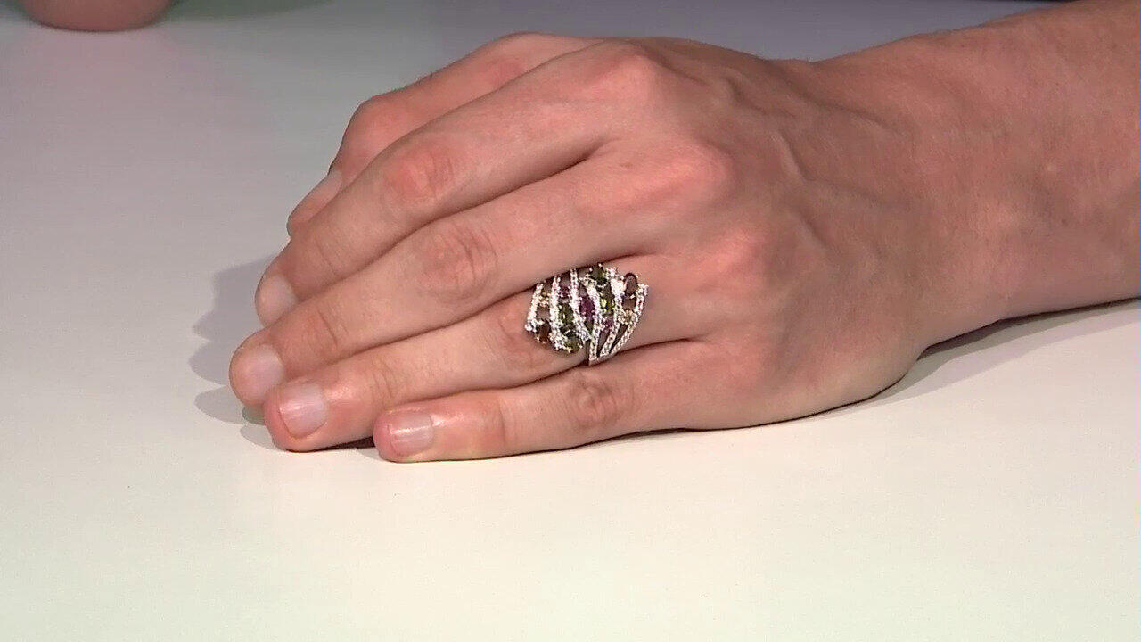Video Anello in argento con Tormalina Rosa Brasiliana