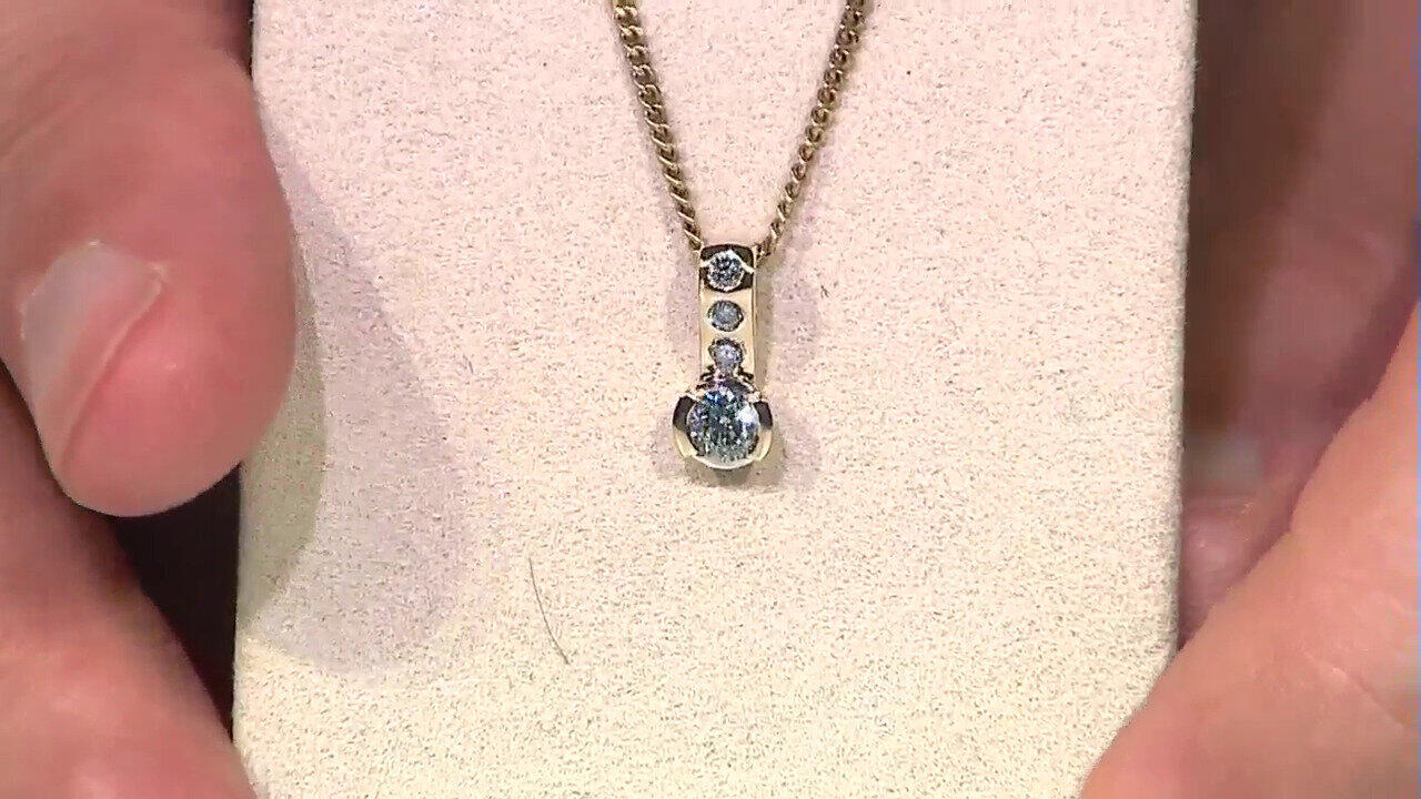 Video 9K I2 Sky Blue Diamond Gold Pendant