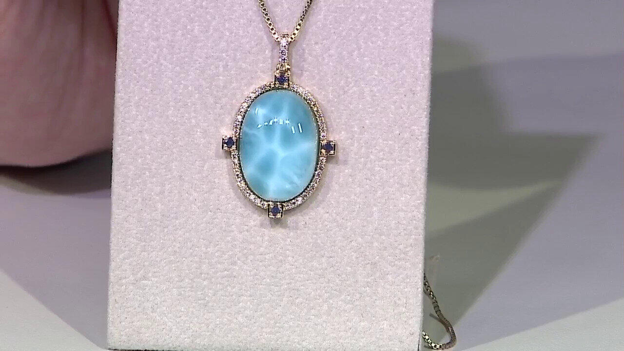Video 9K Larimar Gold Pendant