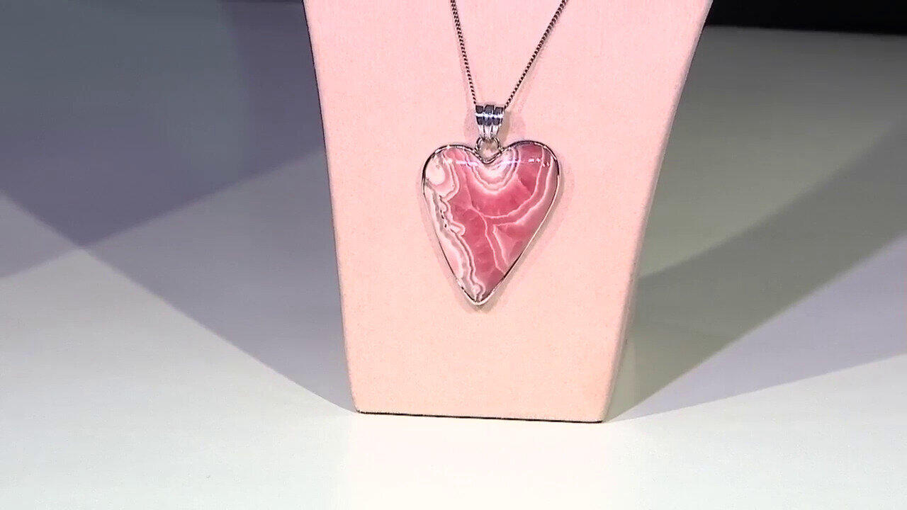 Video Rhodochrosite Silver Pendant (Bali Barong)