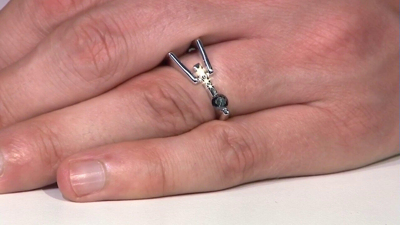Video Anello in argento con Diamante Nero (de Melo)