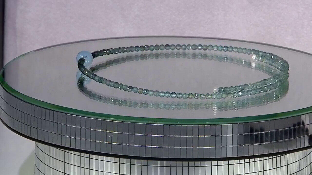 Video Collier ras du cou en acier et Aigue-marine du Brésil (Riya)