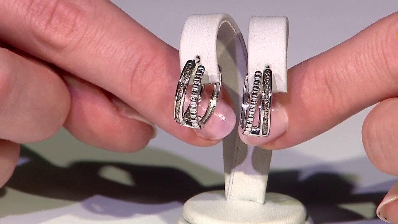 Video Orecchini in argento con Diamante Champagne I2 (de Melo)