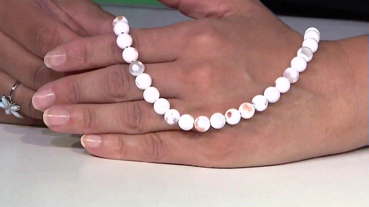 Video Porzellanweißer Achat-Silberhalskette