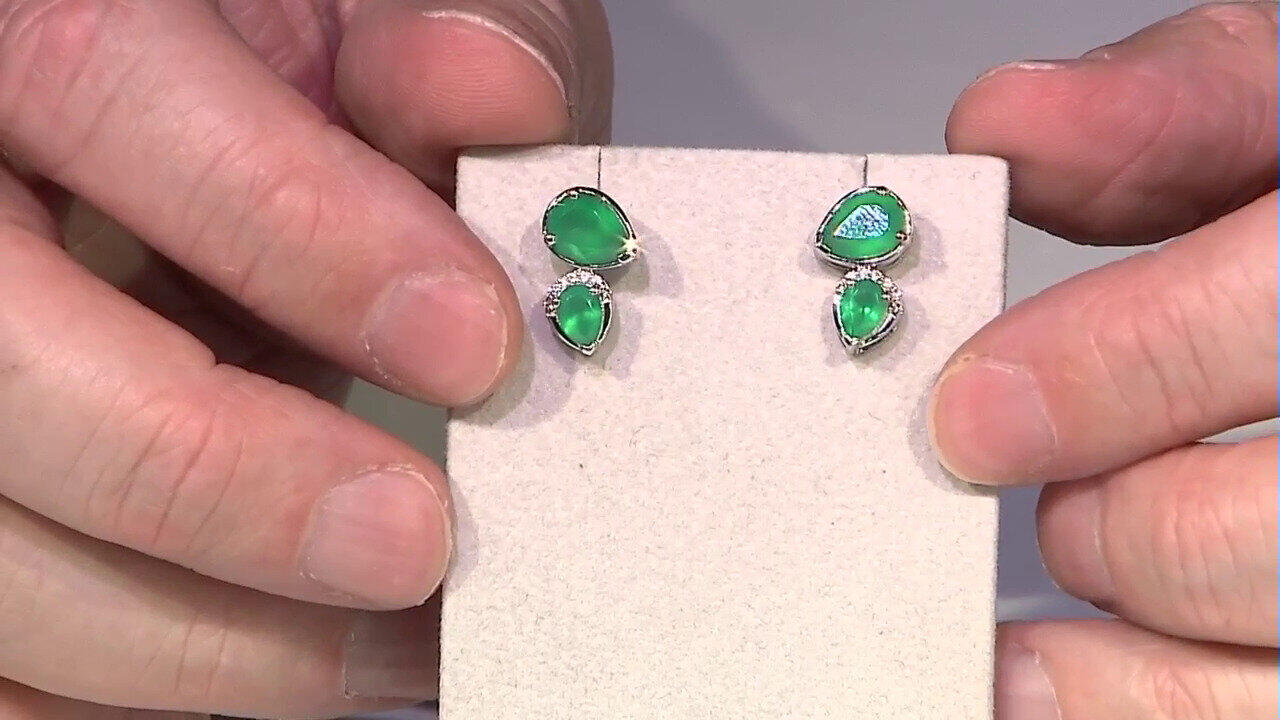 Video Grüner Onyx-Silberohrringe