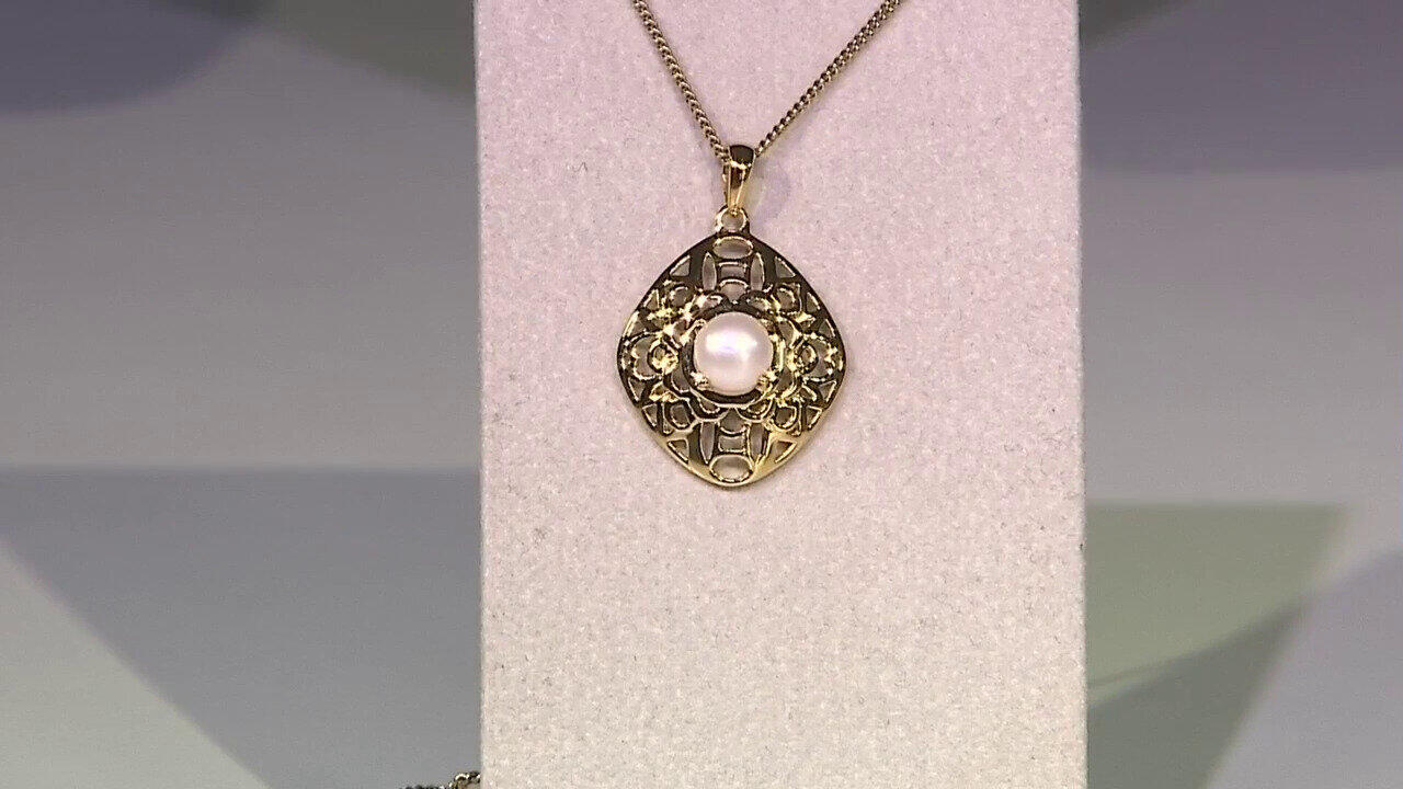 Video White Freshwater Pearl Silver Pendant