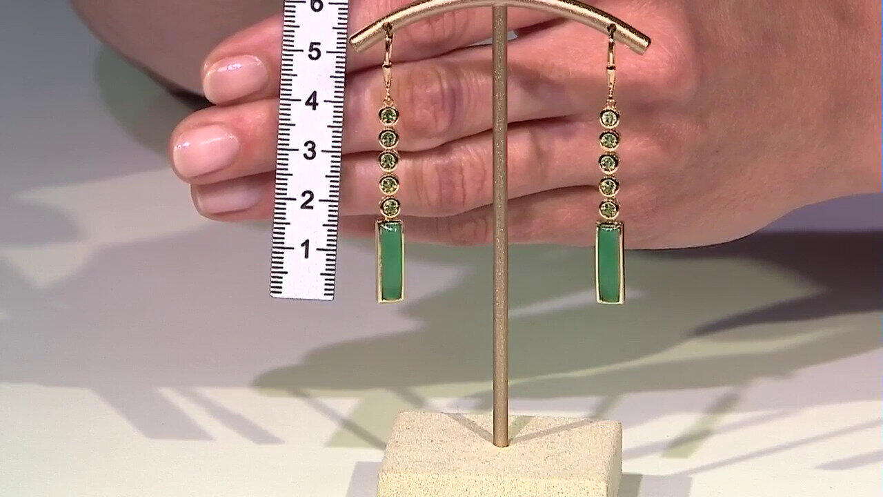 Video Green Chalcedony Silver Earrings (KM by Juwelo)