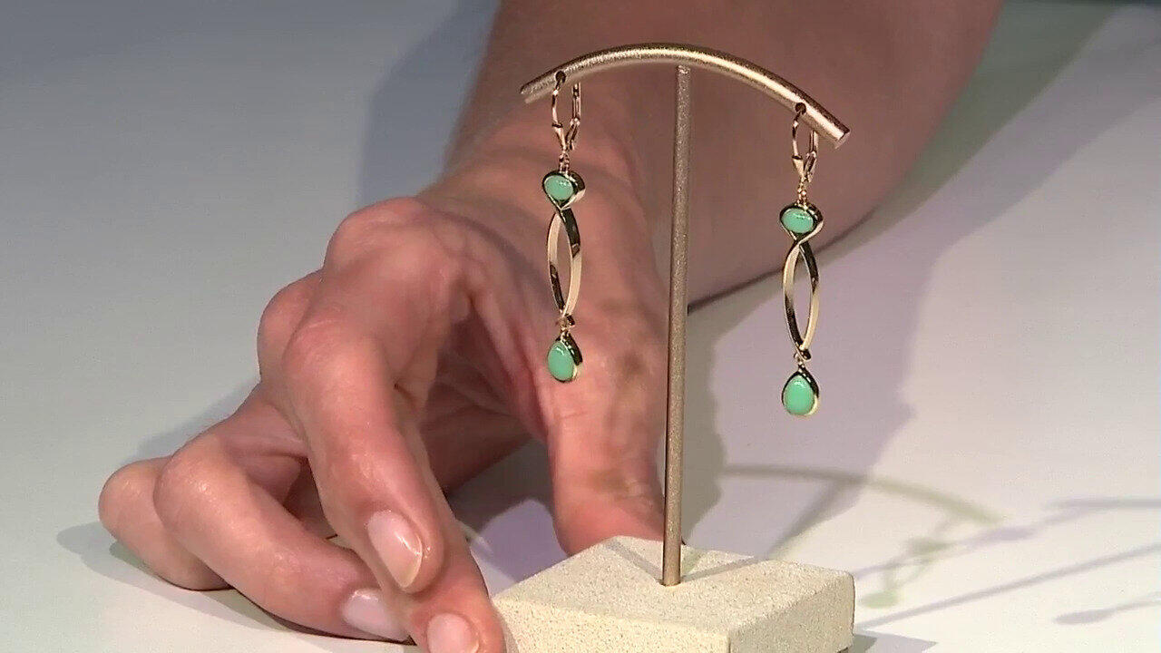 Video Chrysoprase Silver Earrings (KM by Juwelo)