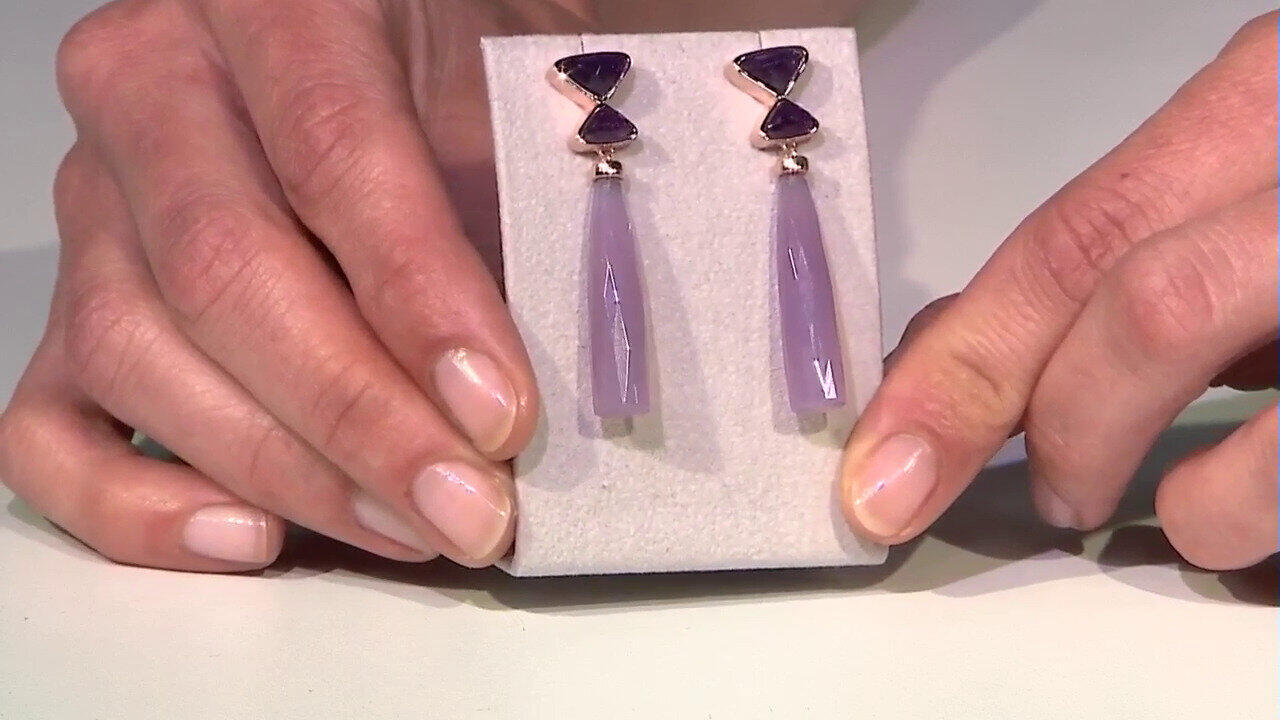 Video Zilveren oorbellen met Lavendel Chalcedonen (KM by Juwelo)