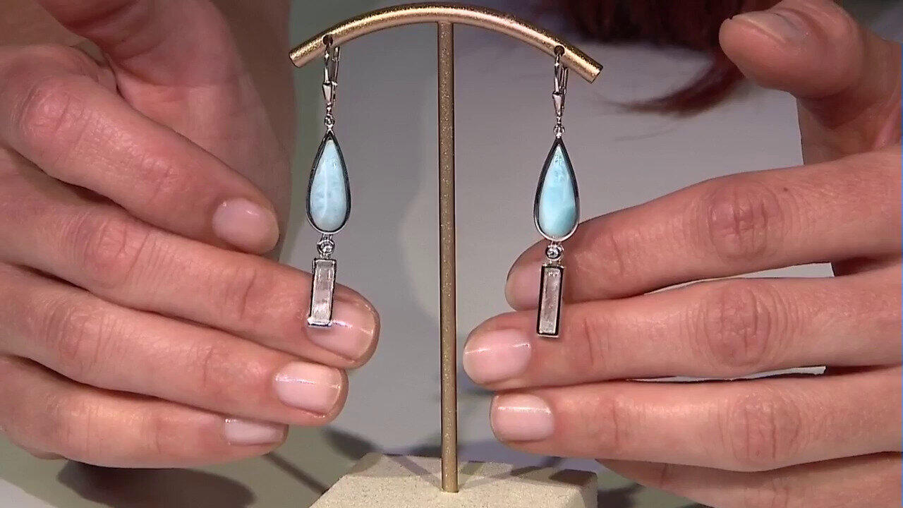 Video Larimar Silver Earrings (KM by Juwelo)