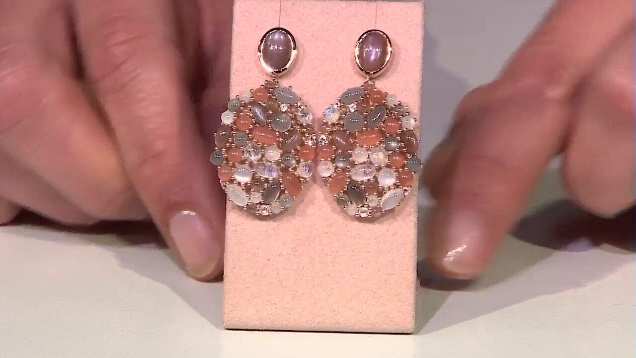 Video Chocolate Moonstone Silver Earrings (KM by Juwelo)
